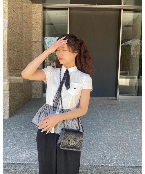 epine（エピヌ）の「e peplum blouse tulle dot（シャツ/ブラウス