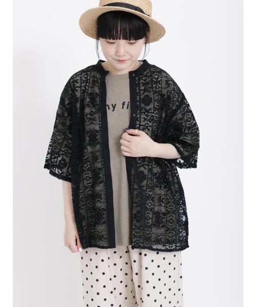 Samansa Mos2(サマンサ モスモス)の「レース羽織シャツ(シャツ/ブラウス・レディース・ブラック/キナリ・F)」の7枚目の写真