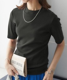 ＵＶカット綿１００％フライス素材プチハイネック５分袖Ｔシャツ