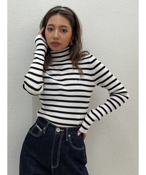 GYDA（ジェイダ）の「タートルネック リブニットTOPS（ニット/セーター・レディース・ブラック/オフホワイト/その他1・FREE）」の12枚目の写真