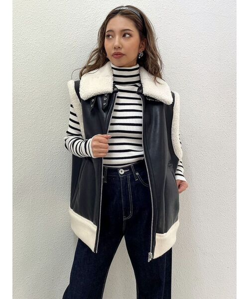 GYDA（ジェイダ）の「タートルネック リブニットTOPS（ニット/セーター・レディース・ブラック/オフホワイト/その他1・FREE）」の10枚目の写真