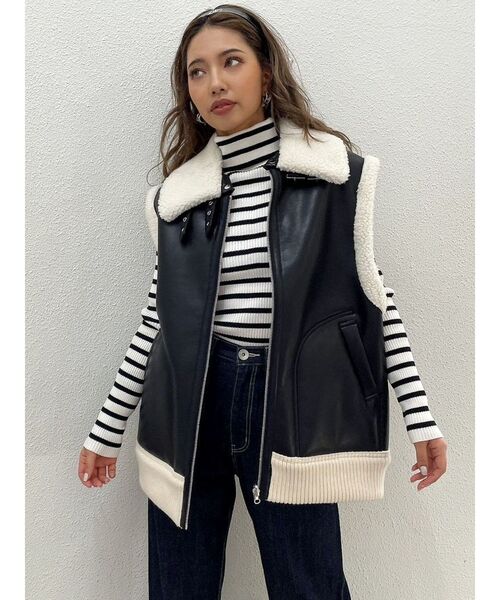 GYDA（ジェイダ）の「タートルネック リブニットTOPS（ニット/セーター・レディース・ブラック/オフホワイト/その他1・FREE）」の11枚目の写真