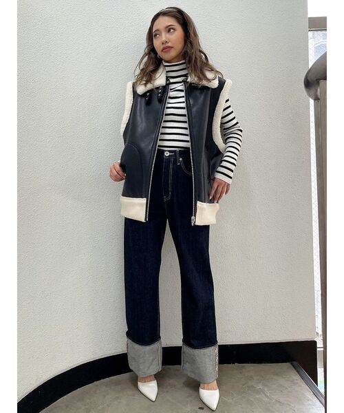 GYDA（ジェイダ）の「タートルネック リブニットTOPS（ニット/セーター・レディース・ブラック/オフホワイト/その他1・FREE）」の5枚目の写真