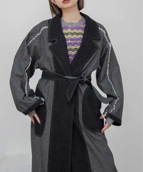 VACANCY（ヴァカンシー）の「リバーシブルデニムコート（デニムジャケット・レディース・ダークインディゴブルー/ブラック・FREE）」の6枚目の写真