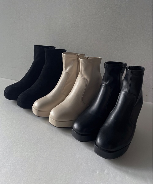 one wayザッカ（ワンウェイザッカ）の「ストレッチショートブーツ（ブーツ・レディース・ブラック/ブラック系その他/ベージュ・SMALL/MEDIUM/X-LARGE/LARGE）」の8枚目の写真