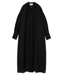 美品♡1er プルミエアロンディスモン シルク混バンドカラーワンピース ロング 美品♡1er プルミエアロンディスモン シルク混バンドカラー