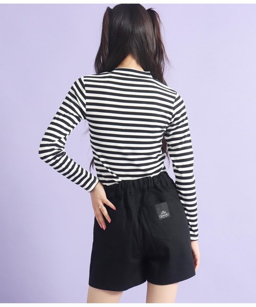 ANAP GｉRL（アナップガール）の「吸湿発熱加工プチハイネックトップス（Tシャツ/カットソー・キッズ・ブルー/ブラック/ブラック×ホワイト/ホワイト・XS/M/S）」の20枚目の写真