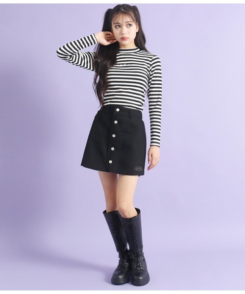 ANAP GｉRL（アナップガール）の「吸湿発熱加工プチハイネックトップス（Tシャツ/カットソー・キッズ・ブルー/ブラック/ブラック×ホワイト/ホワイト・XS/M/S）」の18枚目の写真