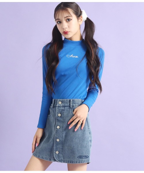 ANAP GｉRL（アナップガール）の「吸湿発熱加工プチハイネックトップス（Tシャツ/カットソー・キッズ・ブルー/ブラック/ブラック×ホワイト/ホワイト・XS/M/S）」の15枚目の写真