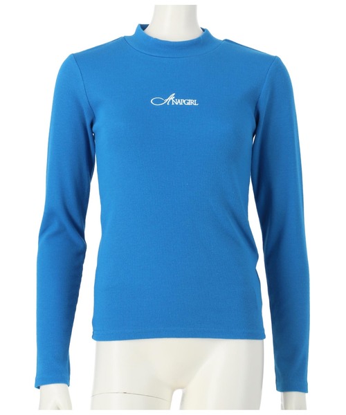 ANAP GｉRL（アナップガール）の「吸湿発熱加工プチハイネックトップス（Tシャツ/カットソー・キッズ・ブルー/ブラック/ブラック×ホワイト/ホワイト・XS/M/S）」の8枚目の写真