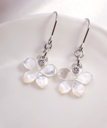 HaRu*/シェル（フラワー14ｍｍ）ジルコニアピアス