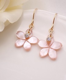 HaRu*/シェル(フラワー14mm)ジルコニアピアス