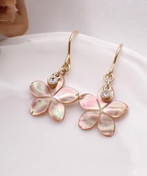 HaRu*/シェル（フラワー14ｍｍ）ジルコニアピアス