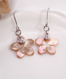 HaRu*/シェル（フラワー14ｍｍ）ジルコニアピアス