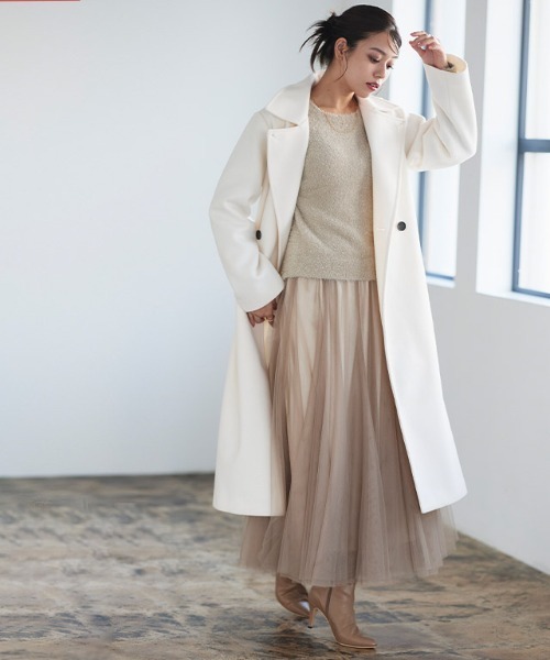 Pierrot（ピエロ）の「メルトンステンカラーロングコート（ステンカラーコート・レディース・インディゴブルー/ネイビー/杢グレー/ブラック/オフホワイト・S/M/L）」の10枚目の写真