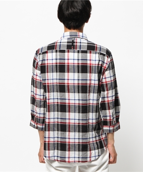 OUTLET（アウトレット）の「【CIAOPANIC TYPY】ドライワッシャーチェックシャツ（シャツ/ブラウス・メンズ・ブラック/ホワイト・LARGE/SMALL/MEDIUM）」の7枚目の写真