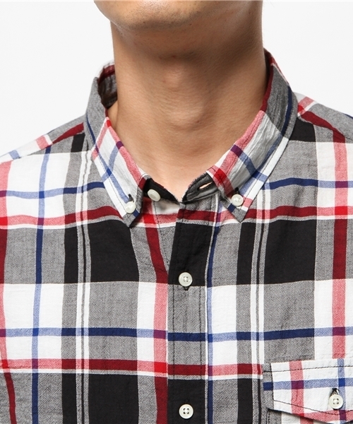 OUTLET（アウトレット）の「【CIAOPANIC TYPY】ドライワッシャーチェックシャツ（シャツ/ブラウス・メンズ・ブラック/ホワイト・LARGE/SMALL/MEDIUM）」の8枚目の写真