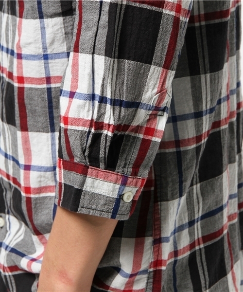OUTLET（アウトレット）の「【CIAOPANIC TYPY】ドライワッシャーチェックシャツ（シャツ/ブラウス・メンズ・ブラック/ホワイト・LARGE/SMALL/MEDIUM）」の9枚目の写真