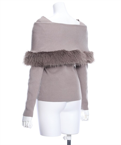 clear（クリア）の「ケープファーニットトップス（ニット/セーター・レディース・アイボリー/ブラック/モカ・F）」の15枚目の写真