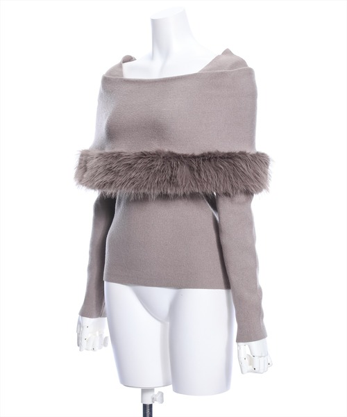 clear（クリア）の「ケープファーニットトップス（ニット/セーター・レディース・アイボリー/ブラック/モカ・F）」の13枚目の写真