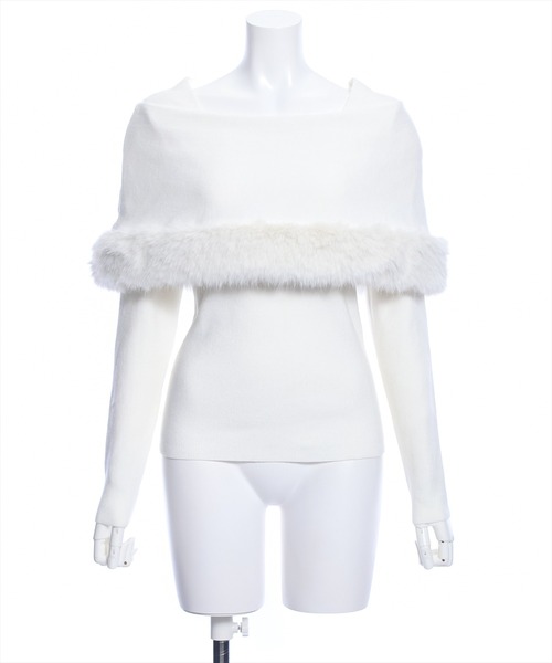 clear（クリア）の「ケープファーニットトップス（ニット/セーター・レディース・アイボリー/ブラック/モカ・F）」の8枚目の写真