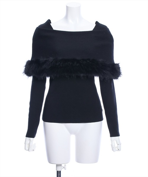 clear（クリア）の「ケープファーニットトップス（ニット/セーター・レディース・アイボリー/ブラック/モカ・F）」の9枚目の写真