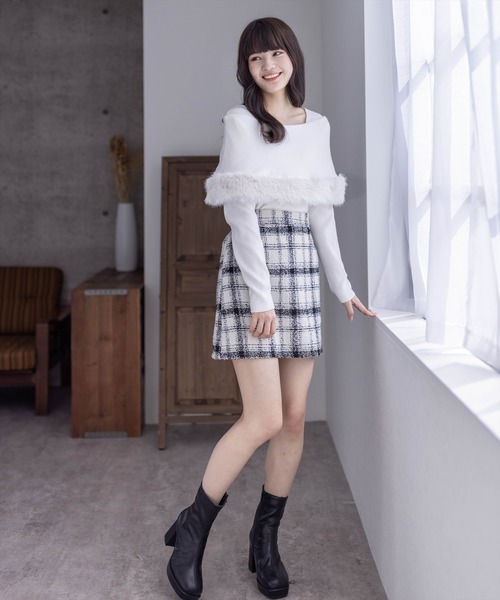 clear（クリア）の「ケープファーニットトップス（ニット/セーター・レディース・アイボリー/ブラック/モカ・F）」の10枚目の写真