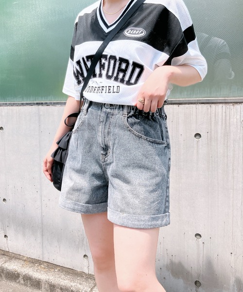 AS KNOW AS plus（アズノゥアズプラス）の「〇ロールアップハイウエストショートパンツ（その他パンツ・レディース・ブラック系その他/ピンク系/ブラック系1/ホワイト系その他/ブラック系/サックスブルー系2/アイボリー系2/ブラック系2/ブルー系2/ベージュ系その他/アイボリー系/サックスブルー系3/ブラック系3/ブルー系3/その他・FREE）」の6枚目の写真