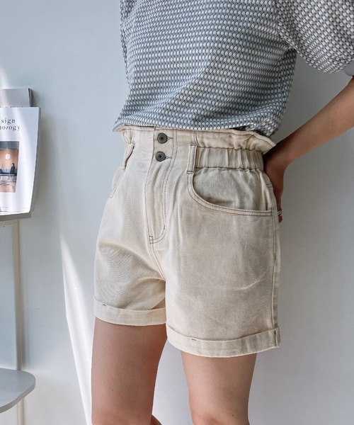 AS KNOW AS plus（アズノゥアズプラス）の「〇ロールアップハイウエストショートパンツ（その他パンツ・レディース・ブラック系その他/ピンク系/ブラック系1/ホワイト系その他/ブラック系/サックスブルー系2/アイボリー系2/ブラック系2/ブルー系2/ベージュ系その他/アイボリー系/サックスブルー系3/ブラック系3/ブルー系3/その他・FREE）」の10枚目の写真