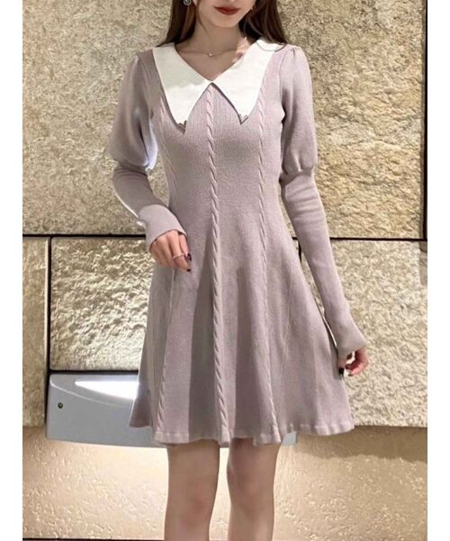 EATME（イートミー）の「マトンスリーブニットワンピース（ワンピース・レディース・レッド/ブラック/グレー・FREE）」の2枚目の写真