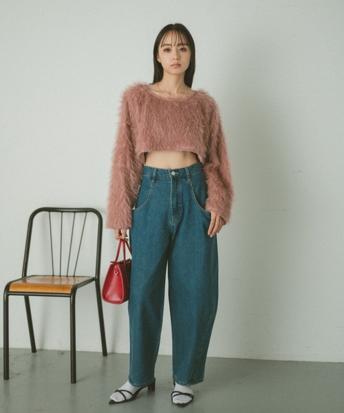 VANNIE U（ヴァニーユー）の「シャギークロップドトップス（Tシャツ/カットソー・レディース・グレー/アイボリー/ピンク・FREE）」の9枚目の写真