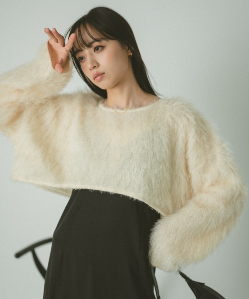 VANNIE U（ヴァニーユー）の「シャギークロップドトップス（Tシャツ/カットソー・レディース・グレー/アイボリー/ピンク・FREE）」の10枚目の写真