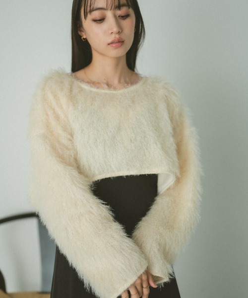 VANNIE U（ヴァニーユー）の「シャギークロップドトップス（Tシャツ/カットソー・レディース・グレー/アイボリー/ピンク・FREE）」の11枚目の写真