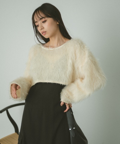 VANNIE U（ヴァニーユー）の「シャギークロップドトップス（Tシャツ/カットソー・レディース・グレー/アイボリー/ピンク・FREE）」の13枚目の写真