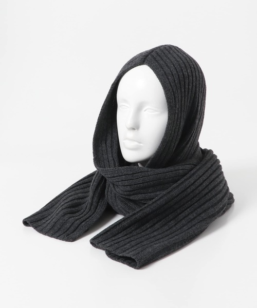 KBF（ケイビーエフ）の「フード付きニットストール（マフラー・レディース・グレー/オフホワイト・ONE）」の15枚目の写真