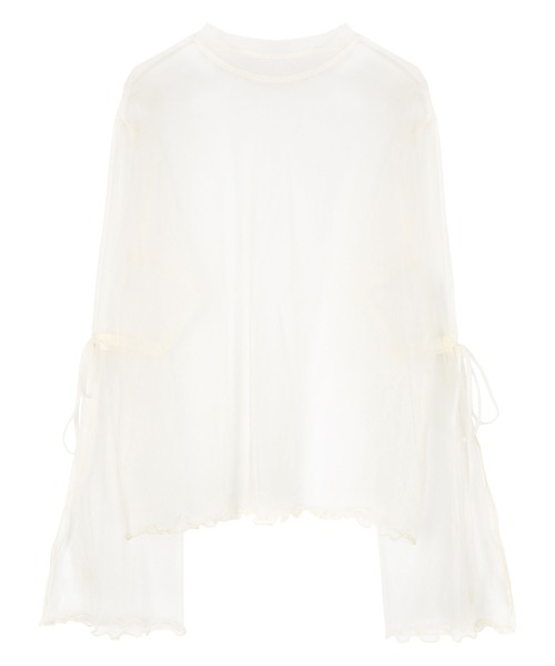 miette（ミエット）の「スリットスリーブシアートップス（Tシャツ/カットソー・レディース・レッド/ブラック/オフホワイト/パープル/ピンク/シルバー・FREE）」の2枚目の写真