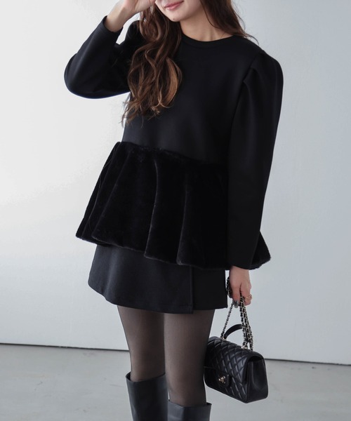 AMELY(エミリー)の「エコファーペプラムプルオーバー(その他トップス・レディース・ホワイト/ブラック・フリー)」の14枚目の写真