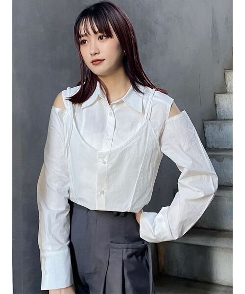 MURUA(ムルーア)の「ターンバック2wayシャツ(シャツ/ブラウス・レディース・ホワイト/グレー/その他1/イエロー・FREE)」の22枚目の写真