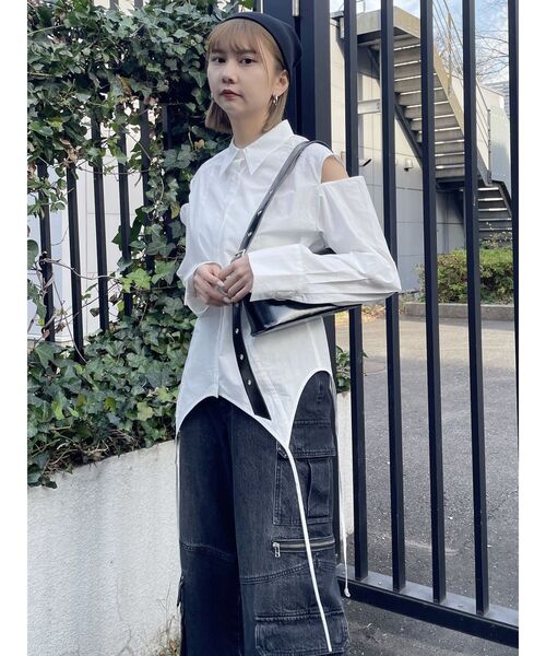 MURUA(ムルーア)の「ターンバック2wayシャツ(シャツ/ブラウス・レディース・ホワイト/グレー/その他1/イエロー・FREE)」の8枚目の写真