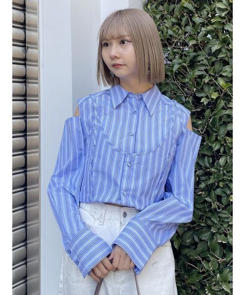 MURUA(ムルーア)の「ターンバック2wayシャツ(シャツ/ブラウス・レディース・ホワイト/グレー/その他1/イエロー・FREE)」の11枚目の写真