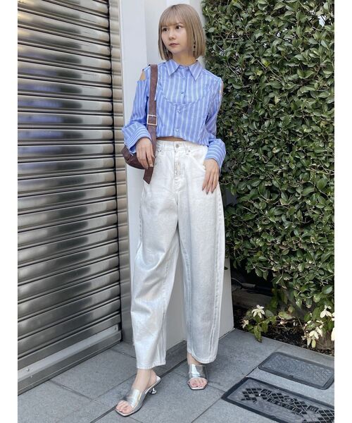 MURUA(ムルーア)の「ターンバック2wayシャツ(シャツ/ブラウス・レディース・ホワイト/グレー/その他1/イエロー・FREE)」の12枚目の写真