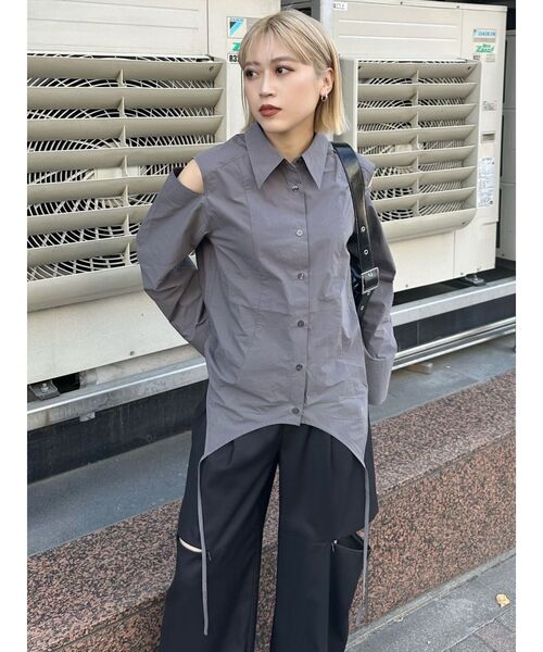 MURUA(ムルーア)の「ターンバック2wayシャツ(シャツ/ブラウス・レディース・ホワイト/グレー/その他1/イエロー・FREE)」の16枚目の写真