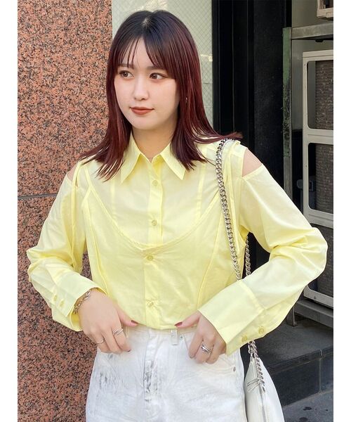 MURUA(ムルーア)の「ターンバック2wayシャツ(シャツ/ブラウス・レディース・ホワイト/グレー/その他1/イエロー・FREE)」の19枚目の写真