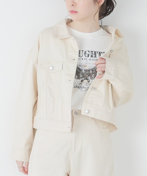 Honeys(ハニーズ)の「Gジャン/デニムジャケット(デニムジャケット・レディース・インディゴブルー/アイボリー/ライトインディゴブルー・L/S/LL/M)」の5枚目の写真