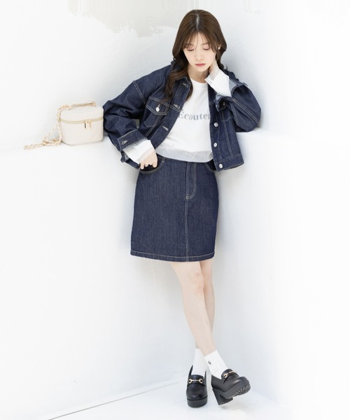 Honeys(ハニーズ)の「Gジャン/デニムジャケット(デニムジャケット・レディース・インディゴブルー/アイボリー/ライトインディゴブルー・L/S/LL/M)」の10枚目の写真