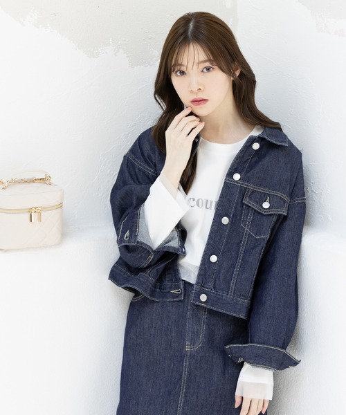 Honeys(ハニーズ)の「Gジャン/デニムジャケット(デニムジャケット・レディース・インディゴブルー/アイボリー/ライトインディゴブルー・L/S/LL/M)」の12枚目の写真