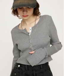 SLY | CUT RIB SNAP TOPS カット リブ スナップ トップス(Tシャツ/カットソー)