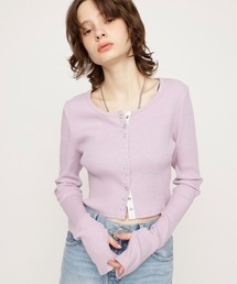 SLY | CUT RIB SNAP TOPS カット リブ スナップ トップス(Tシャツ/カットソー)