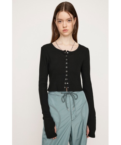 SLY（スライ）の「CUT RIB SNAP TOPS カット リブ スナップ トップス（Tシャツ/カットソー・レディース・ホワイト/ブラック/杢グレー/ライトピンク・FREE）」の22枚目の写真