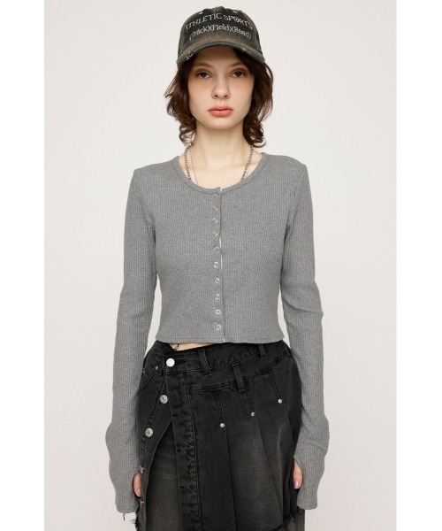 SLY（スライ）の「CUT RIB SNAP TOPS カット リブ スナップ トップス（Tシャツ/カットソー・レディース・ホワイト/ブラック/杢グレー/ライトピンク・FREE）」の15枚目の写真